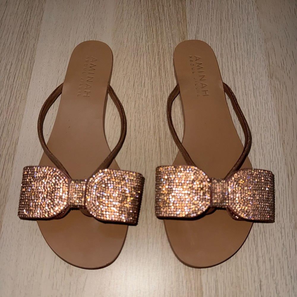 Aminah Abdul Jillil Crystal Flip Flop Sandals